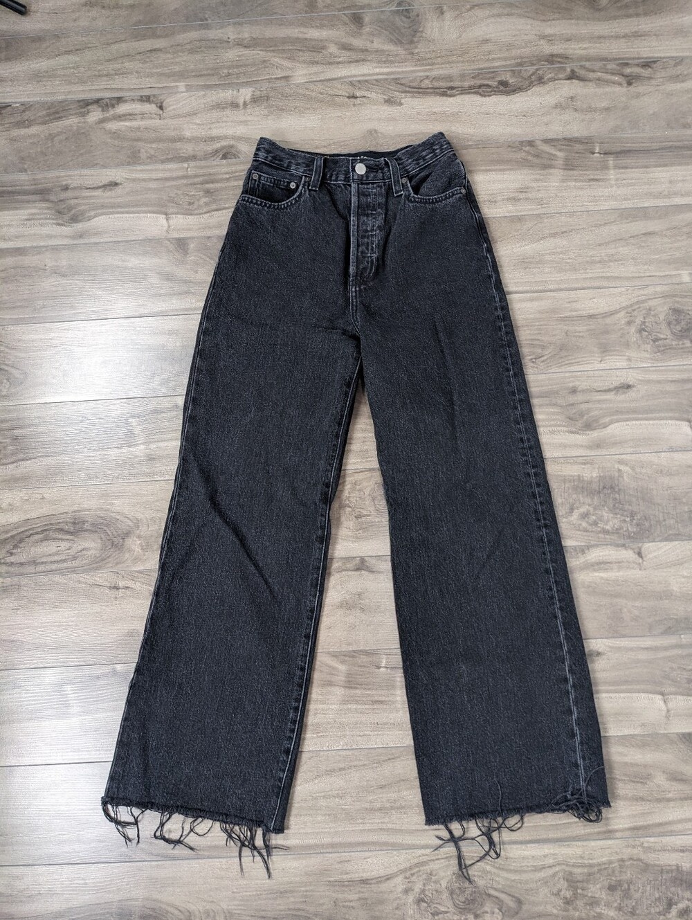 Denim Forum Farrah High Rise Wide Leg Washed Black